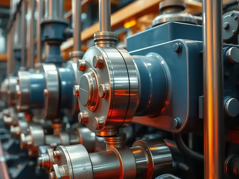 Hydraulic system detail in workshop